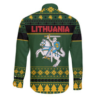 Lithuania Christmas Family Matching Off The Shoulder Long Sleeve Dress and Hawaiian Shirt Coat Of Arms Linksmu Kaledu - Wonder Print Shop