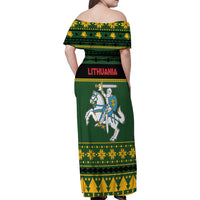 Lithuania Christmas Family Matching Off Shoulder Maxi Dress and Hawaiian Shirt Coat Of Arms Linksmu Kaledu - Wonder Print Shop