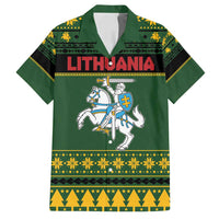 Lithuania Christmas Family Matching Puletasi and Hawaiian Shirt Coat Of Arms Linksmu Kaledu - Wonder Print Shop