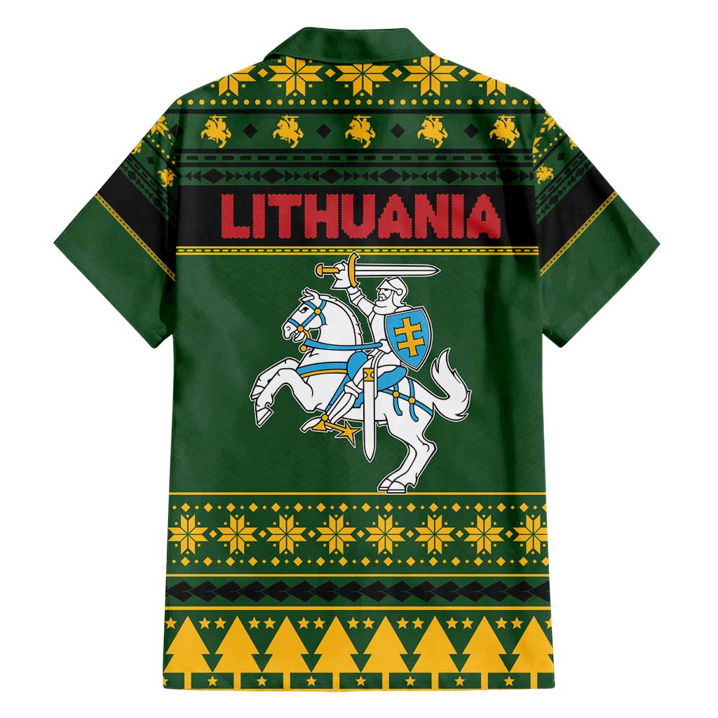 Lithuania Christmas Family Matching Puletasi and Hawaiian Shirt Coat Of Arms Linksmu Kaledu - Wonder Print Shop