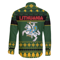 Lithuania Christmas Family Matching Short Sleeve Bodycon Dress and Hawaiian Shirt Coat Of Arms Linksmu Kaledu - Wonder Print Shop