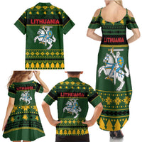 Lithuania Christmas Family Matching Summer Maxi Dress and Hawaiian Shirt Coat Of Arms Linksmu Kaledu - Wonder Print Shop