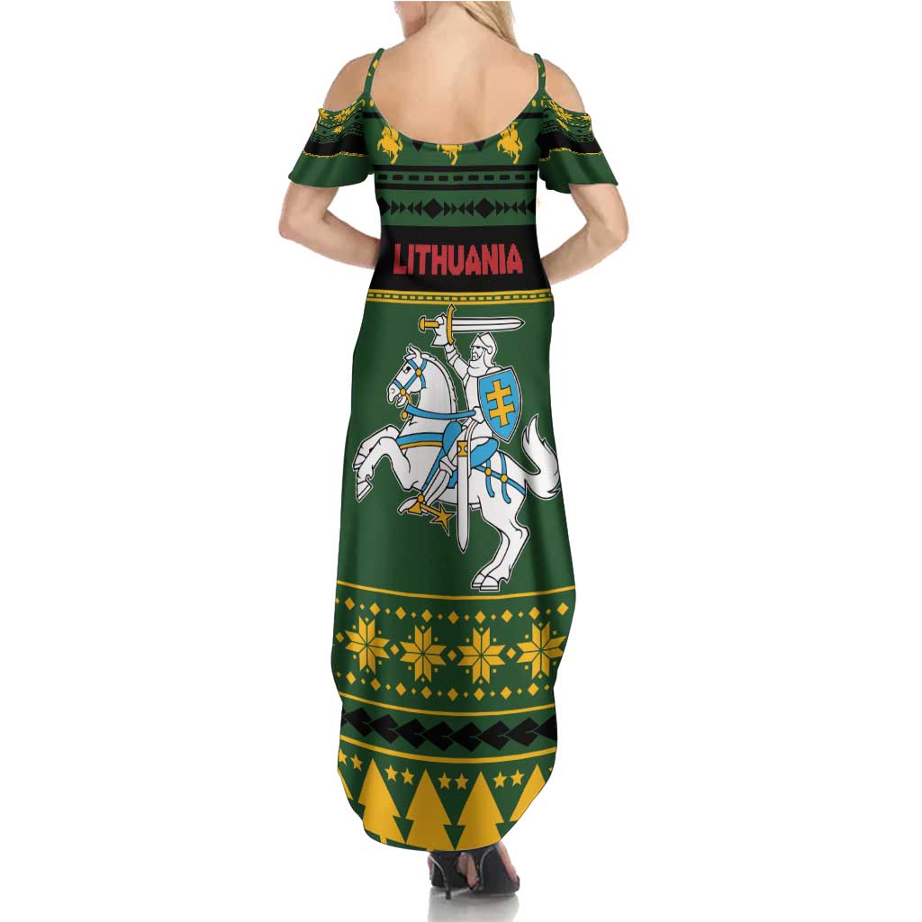 Lithuania Christmas Family Matching Summer Maxi Dress and Hawaiian Shirt Coat Of Arms Linksmu Kaledu - Wonder Print Shop