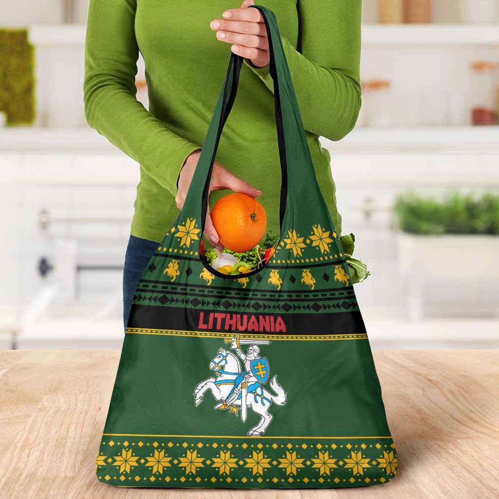 Lithuania Christmas Grocery Bag Coat Of Arms Linksmu Kaledu - Wonder Print Shop