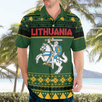 Lithuania Christmas Hawaiian Shirt Coat Of Arms Linksmu Kaledu - Wonder Print Shop