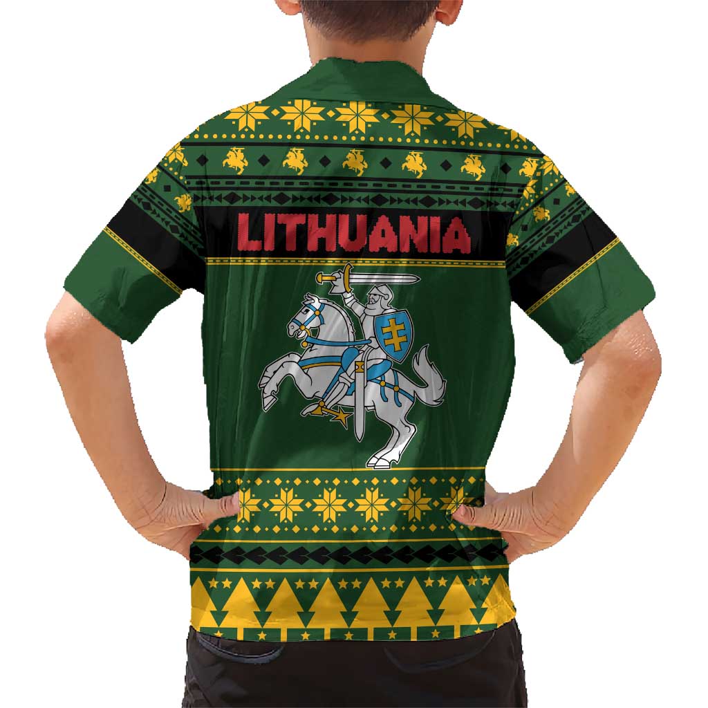 Lithuania Christmas Hawaiian Shirt Coat Of Arms Linksmu Kaledu - Wonder Print Shop