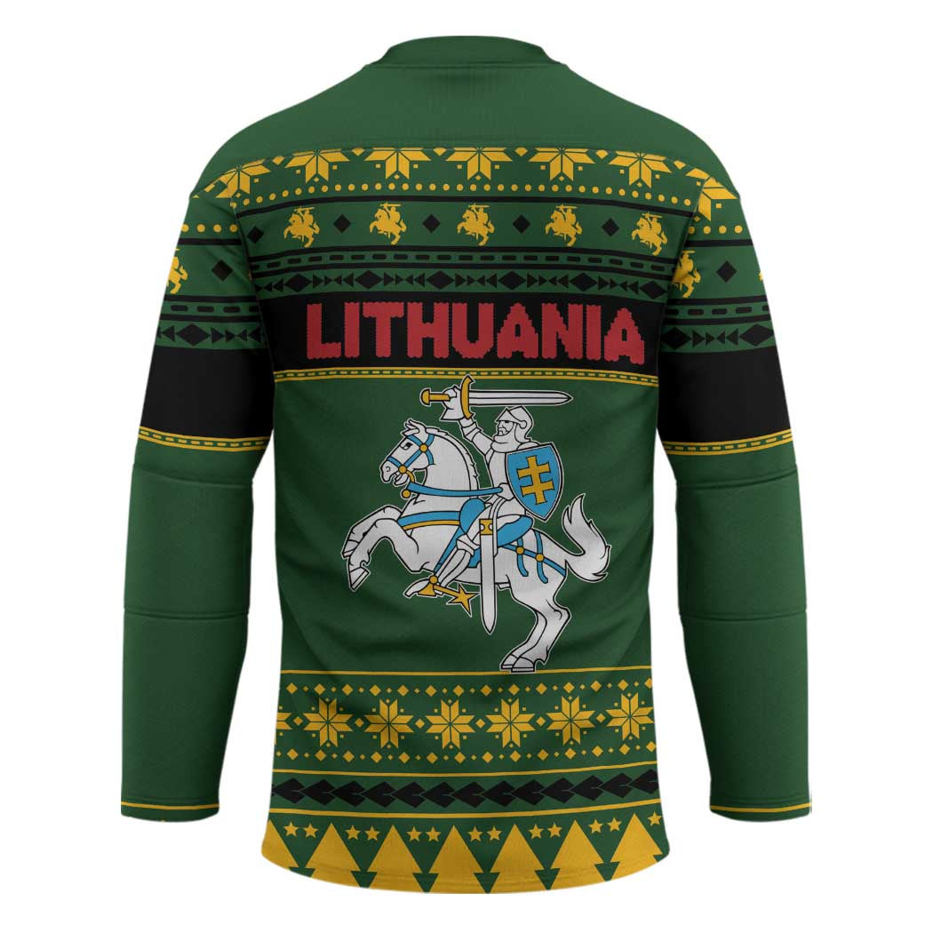 Lithuania Christmas Hockey Jersey Coat Of Arms Linksmu Kaledu - Wonder Print Shop