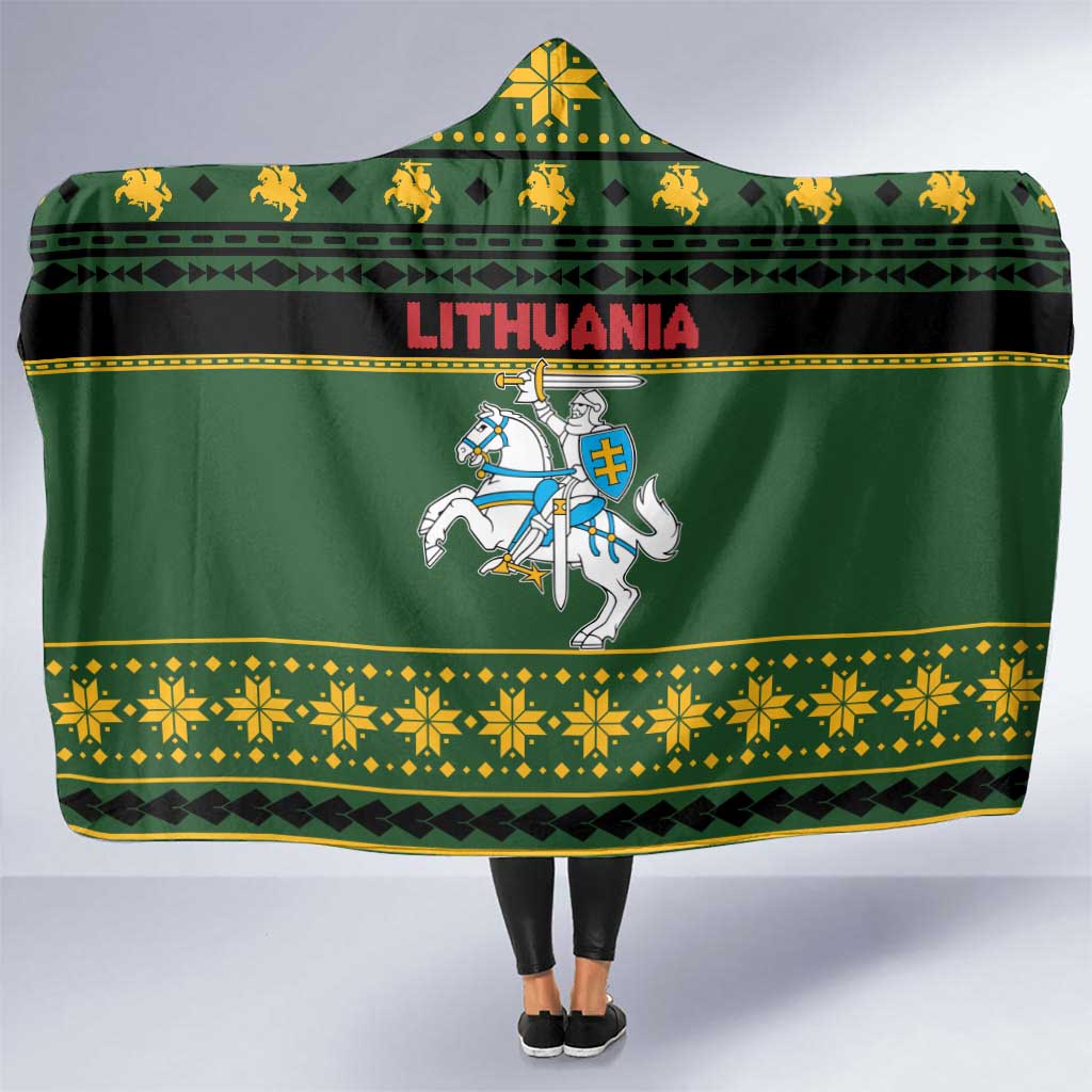 Lithuania Christmas Hooded Blanket Coat Of Arms Linksmu Kaledu - Wonder Print Shop