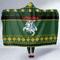 Lithuania Christmas Hooded Blanket Coat Of Arms Linksmu Kaledu - Wonder Print Shop