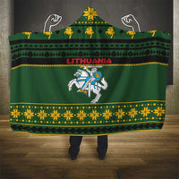 Lithuania Christmas Hooded Blanket Coat Of Arms Linksmu Kaledu - Wonder Print Shop
