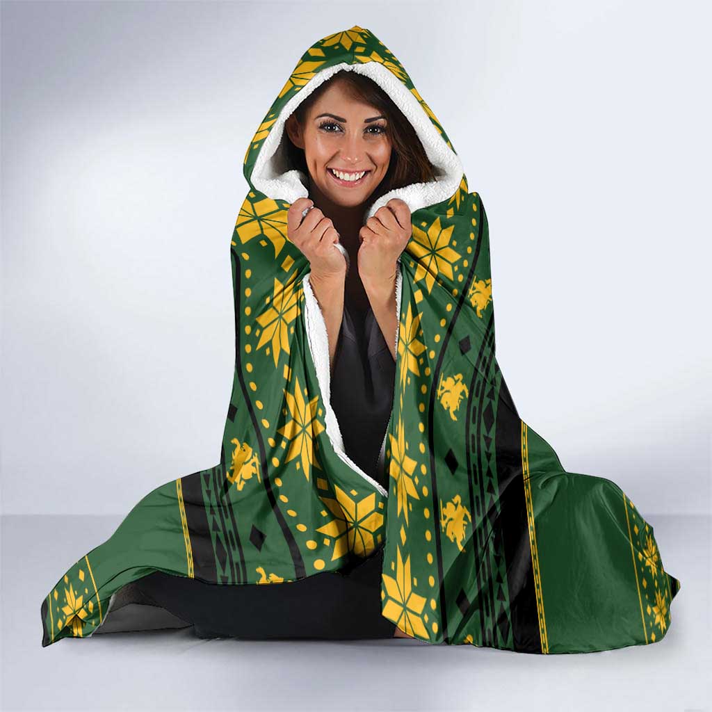 Lithuania Christmas Hooded Blanket Coat Of Arms Linksmu Kaledu - Wonder Print Shop