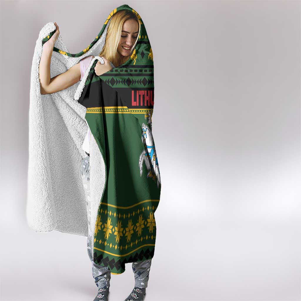 Lithuania Christmas Hooded Blanket Coat Of Arms Linksmu Kaledu - Wonder Print Shop