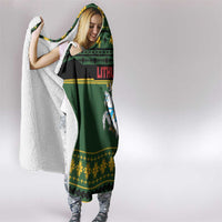 Lithuania Christmas Hooded Blanket Coat Of Arms Linksmu Kaledu - Wonder Print Shop
