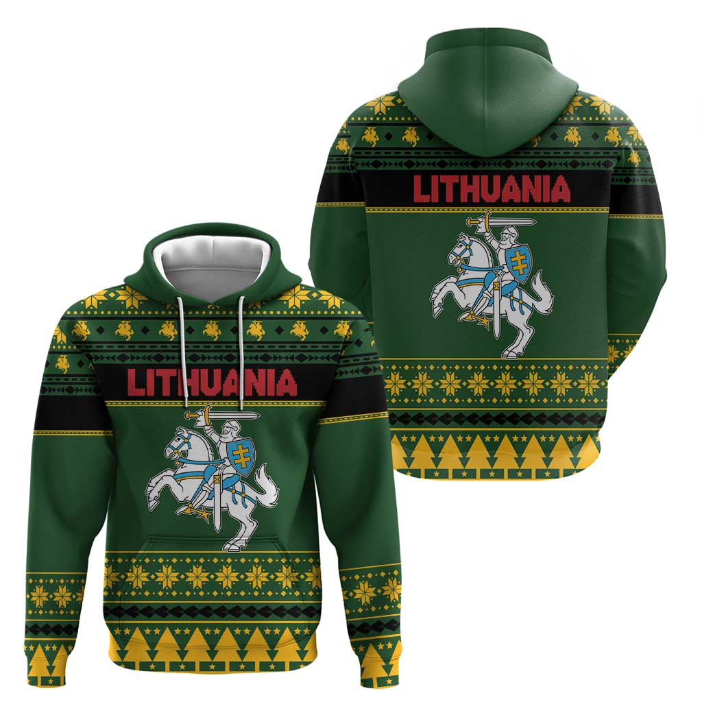 Lithuania Christmas Hoodie Coat Of Arms Linksmu Kaledu - Wonder Print Shop