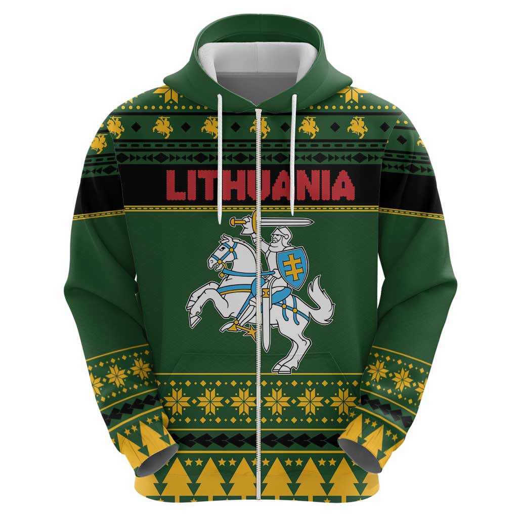 Lithuania Christmas Hoodie Coat Of Arms Linksmu Kaledu - Wonder Print Shop