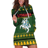 Lithuania Christmas Hoodie Dress Coat Of Arms Linksmu Kaledu - Wonder Print Shop
