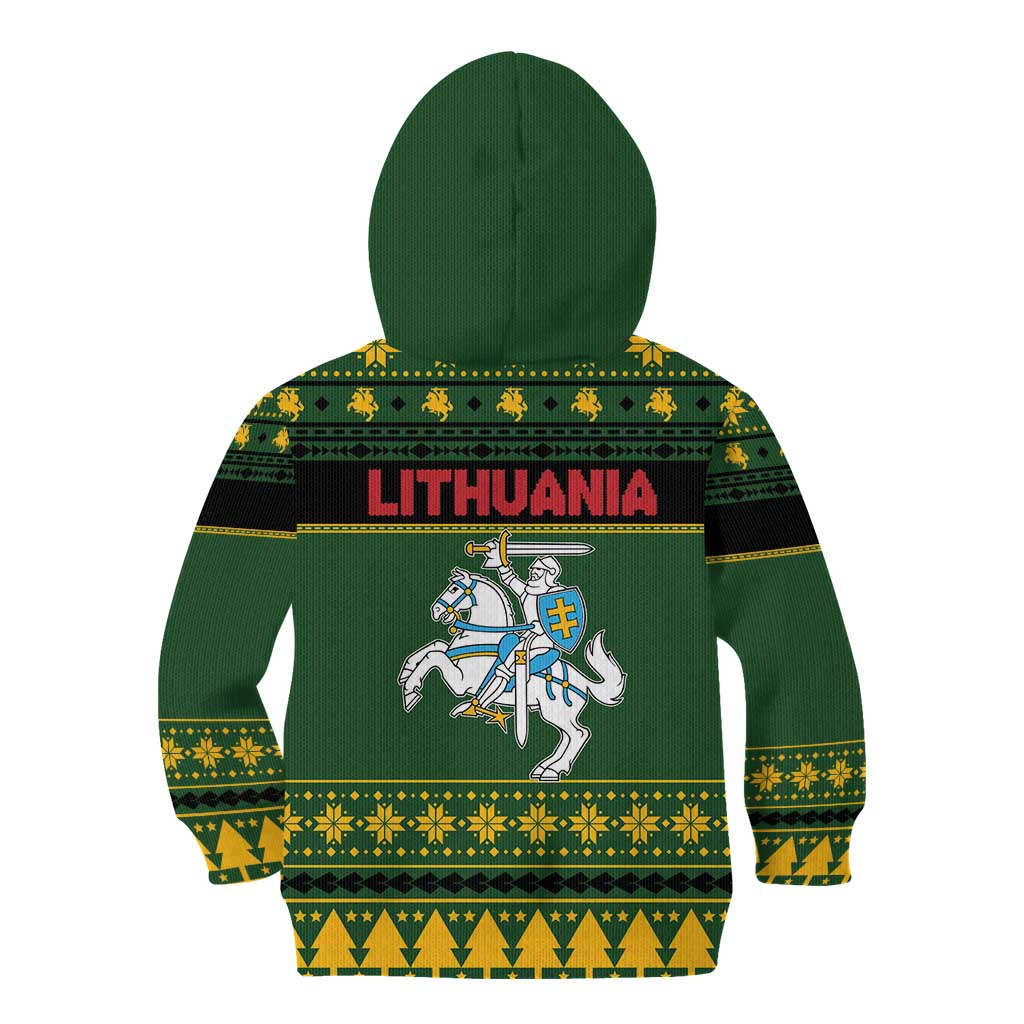 Lithuania Christmas Kid Hoodie Coat Of Arms Linksmu Kaledu - Wonder Print Shop