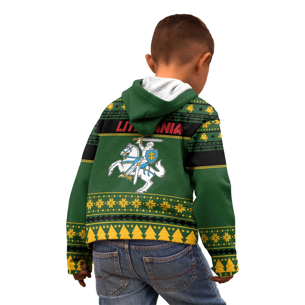Lithuania Christmas Kid Hoodie Coat Of Arms Linksmu Kaledu - Wonder Print Shop