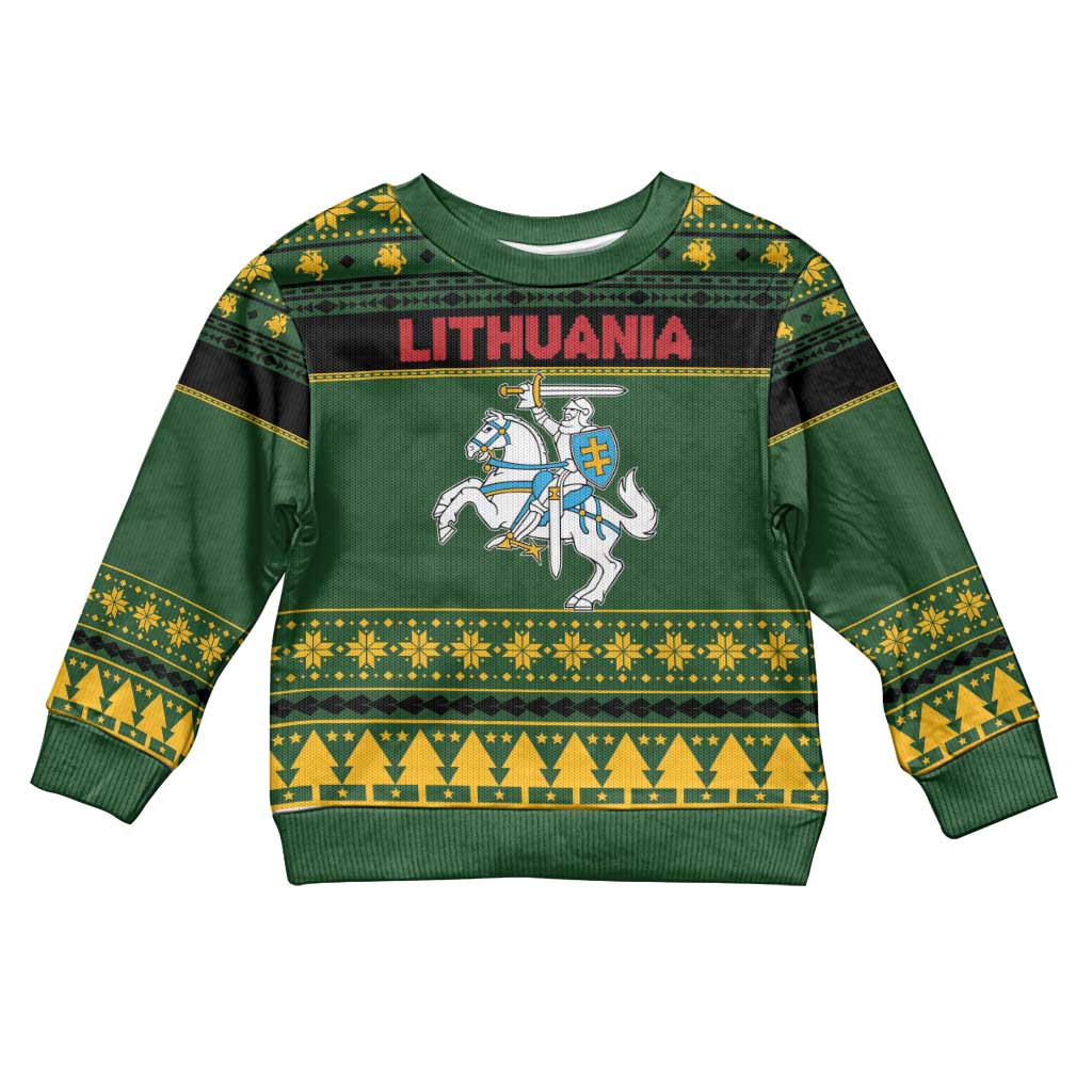Lithuania Christmas Kid Ugly Christmas Sweater Coat Of Arms Linksmu Kaledu - Wonder Print Shop