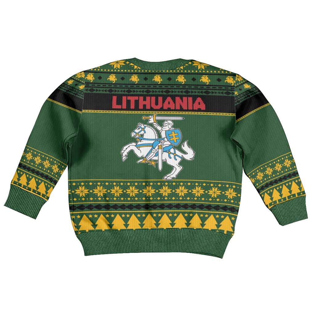 Lithuania Christmas Kid Ugly Christmas Sweater Coat Of Arms Linksmu Kaledu - Wonder Print Shop