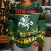 Lithuania Christmas Kid Ugly Christmas Sweater Coat Of Arms Linksmu Kaledu - Wonder Print Shop