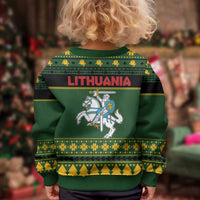 Lithuania Christmas Kid Ugly Christmas Sweater Coat Of Arms Linksmu Kaledu - Wonder Print Shop