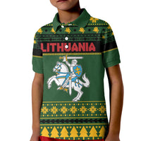 Lithuania Christmas Kid Polo Shirt Coat Of Arms Linksmu Kaledu - Wonder Print Shop