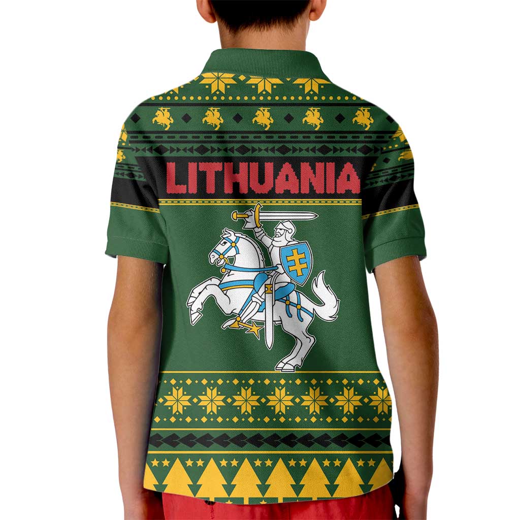 Lithuania Christmas Kid Polo Shirt Coat Of Arms Linksmu Kaledu - Wonder Print Shop