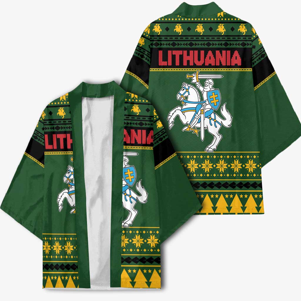 Lithuania Christmas Kimono Coat Of Arms Linksmu Kaledu - Wonder Print Shop