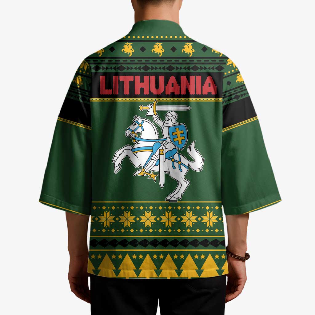 Lithuania Christmas Kimono Coat Of Arms Linksmu Kaledu - Wonder Print Shop