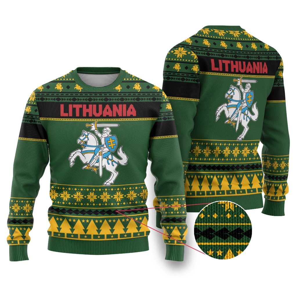 Lithuania Christmas Ugly Christmas Sweater Coat Of Arms Linksmu Kaledu - Wonder Print Shop