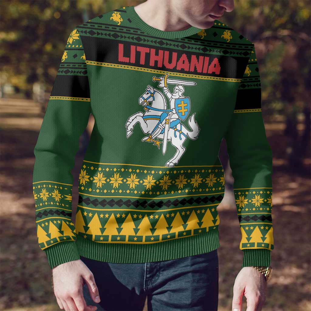 Lithuania Christmas Ugly Christmas Sweater Coat Of Arms Linksmu Kaledu - Wonder Print Shop