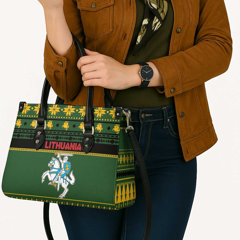 Lithuania Christmas Leather Bag Coat Of Arms Linksmu Kaledu - Wonder Print Shop