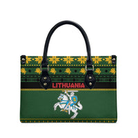 Lithuania Christmas Leather Bag Coat Of Arms Linksmu Kaledu - Wonder Print Shop