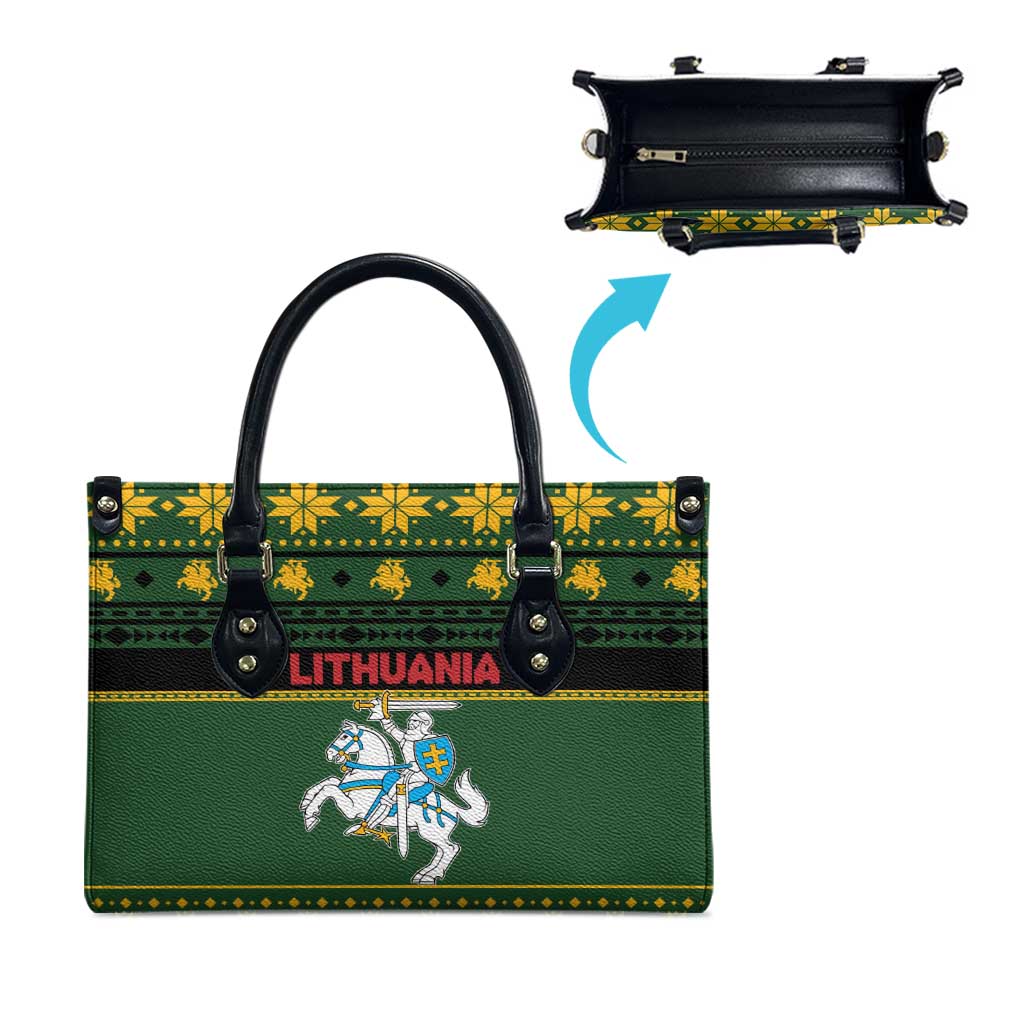 Lithuania Christmas Leather Bag Coat Of Arms Linksmu Kaledu - Wonder Print Shop
