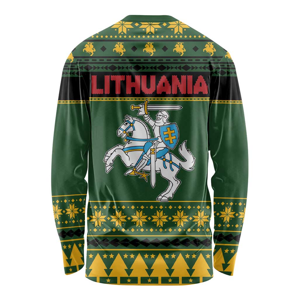 Lithuania Christmas Long Sleeve Shirt Coat Of Arms Linksmu Kaledu - Wonder Print Shop
