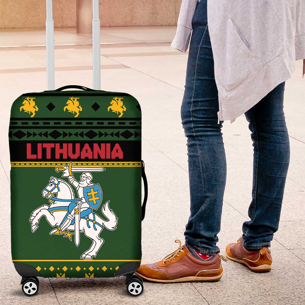 Lithuania Christmas Luggage Cover Coat Of Arms Linksmu Kaledu - Wonder Print Shop