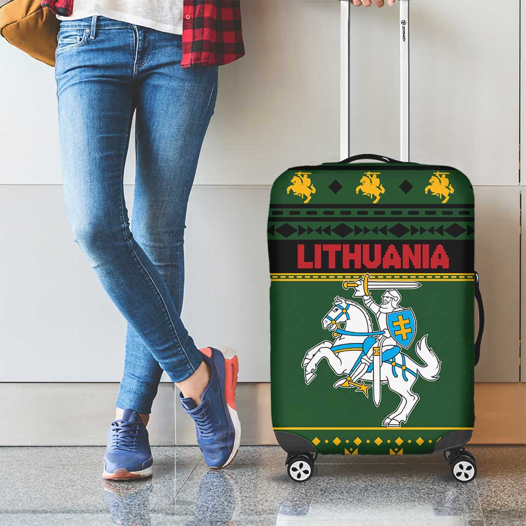 Lithuania Christmas Luggage Cover Coat Of Arms Linksmu Kaledu - Wonder Print Shop