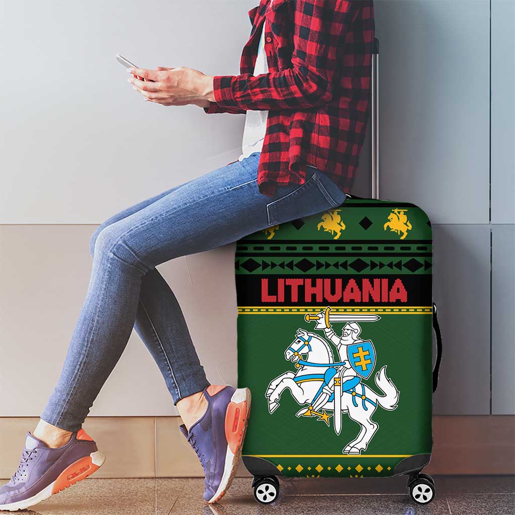 Lithuania Christmas Luggage Cover Coat Of Arms Linksmu Kaledu - Wonder Print Shop