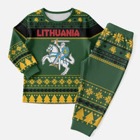 Lithuania Christmas Pajama Set Coat Of Arms Linksmu Kaledu - Wonder Print Shop