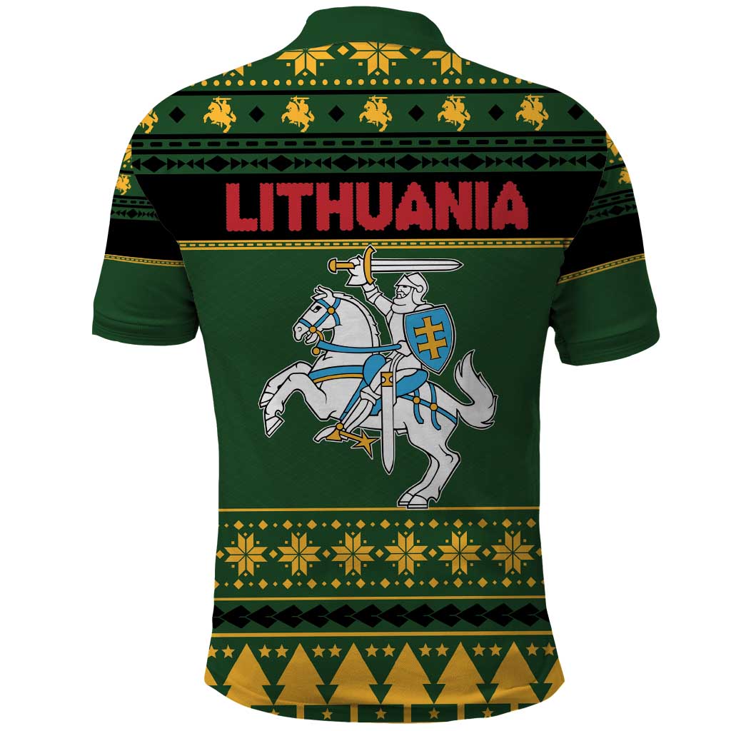 Lithuania Christmas Polo Shirt Coat Of Arms Linksmu Kaledu - Wonder Print Shop