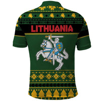 Lithuania Christmas Polo Shirt Coat Of Arms Linksmu Kaledu - Wonder Print Shop