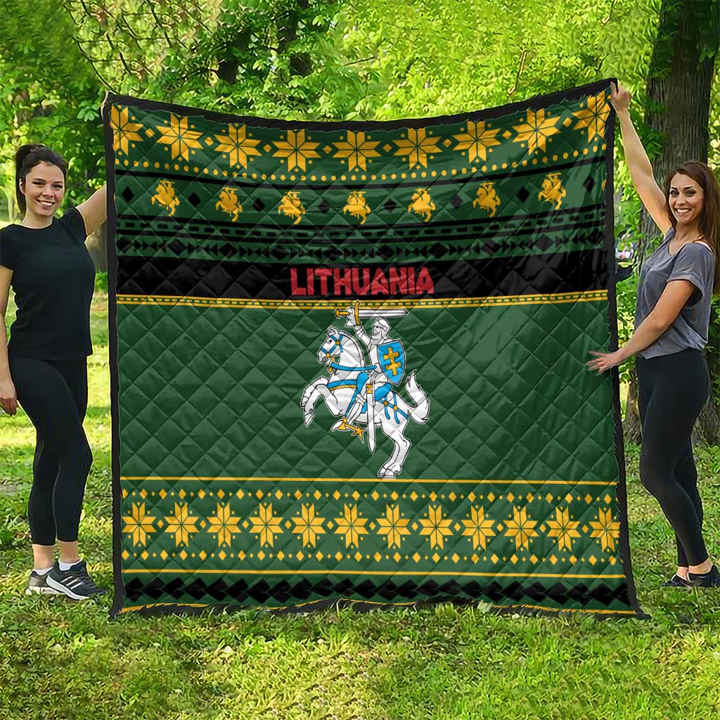 Lithuania Christmas Quilt Coat Of Arms Linksmu Kaledu - Wonder Print Shop