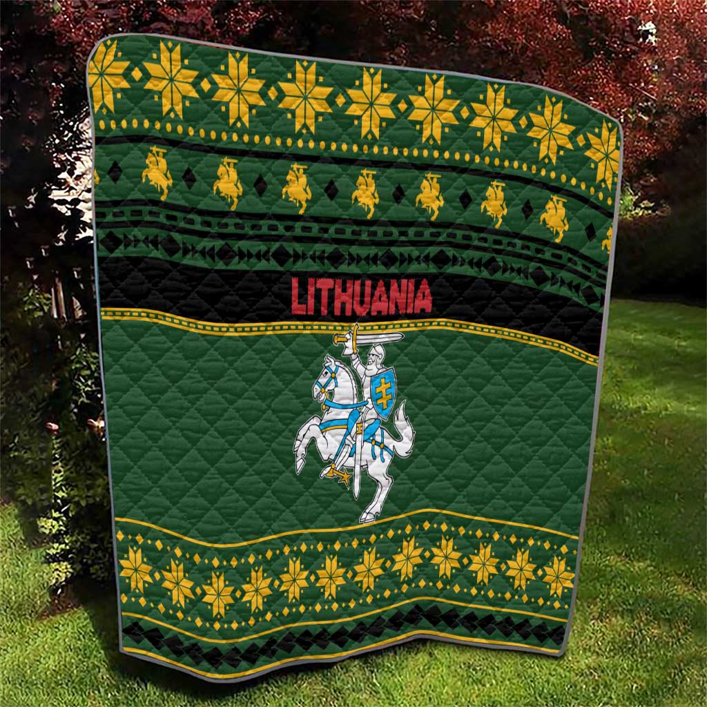 Lithuania Christmas Quilt Coat Of Arms Linksmu Kaledu - Wonder Print Shop