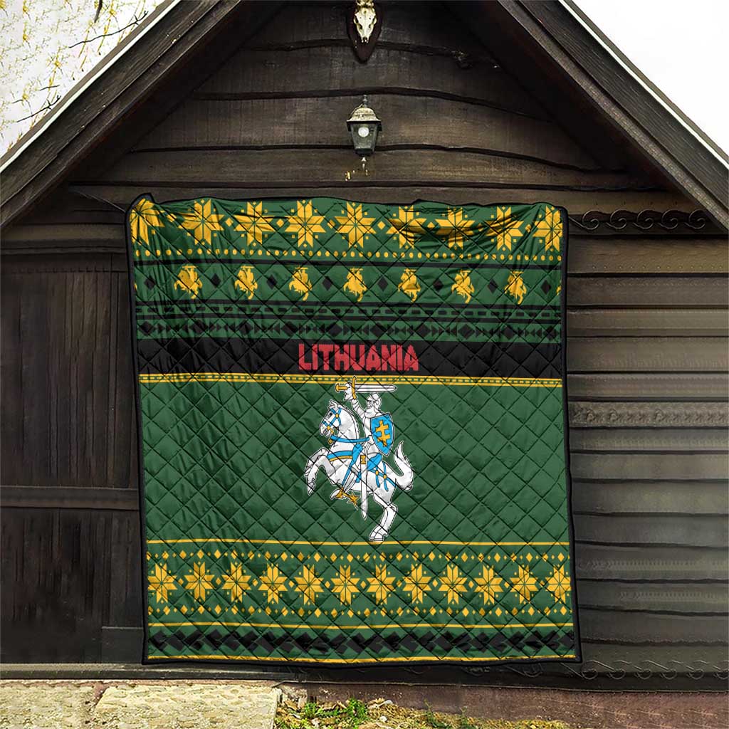 Lithuania Christmas Quilt Coat Of Arms Linksmu Kaledu - Wonder Print Shop