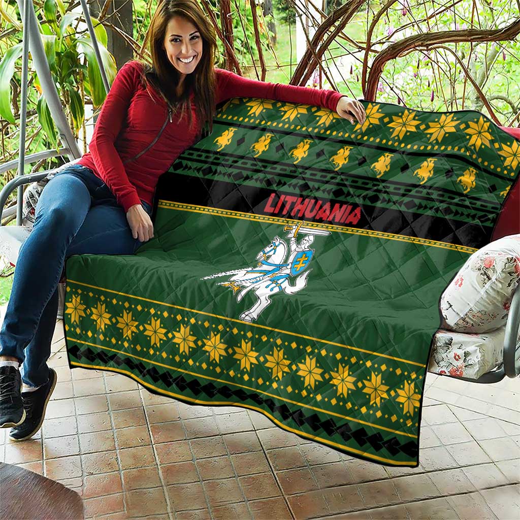 Lithuania Christmas Quilt Coat Of Arms Linksmu Kaledu - Wonder Print Shop