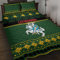 Lithuania Christmas Quilt Bed Set Coat Of Arms Linksmu Kaledu - Wonder Print Shop