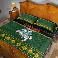Lithuania Christmas Quilt Bed Set Coat Of Arms Linksmu Kaledu - Wonder Print Shop