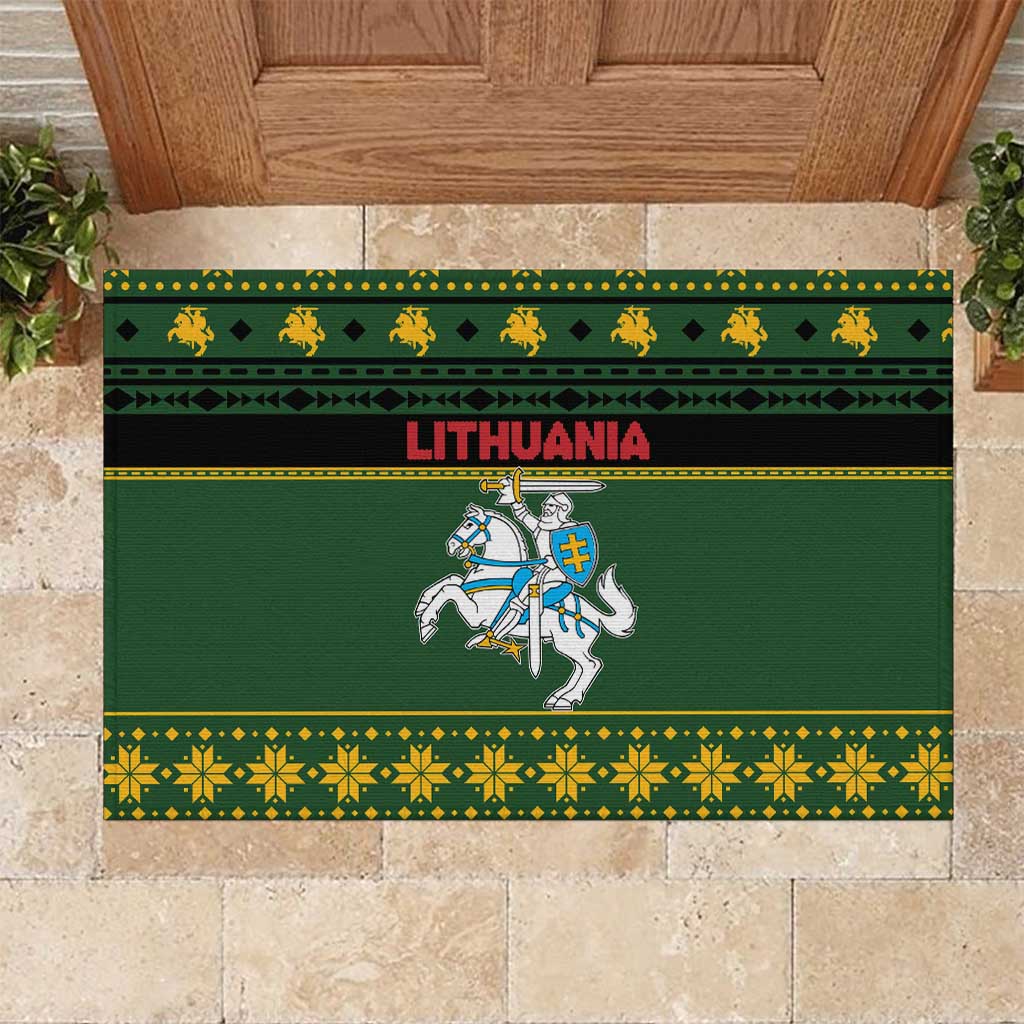 Lithuania Christmas Rubber Doormat Coat Of Arms Linksmu Kaledu - Wonder Print Shop