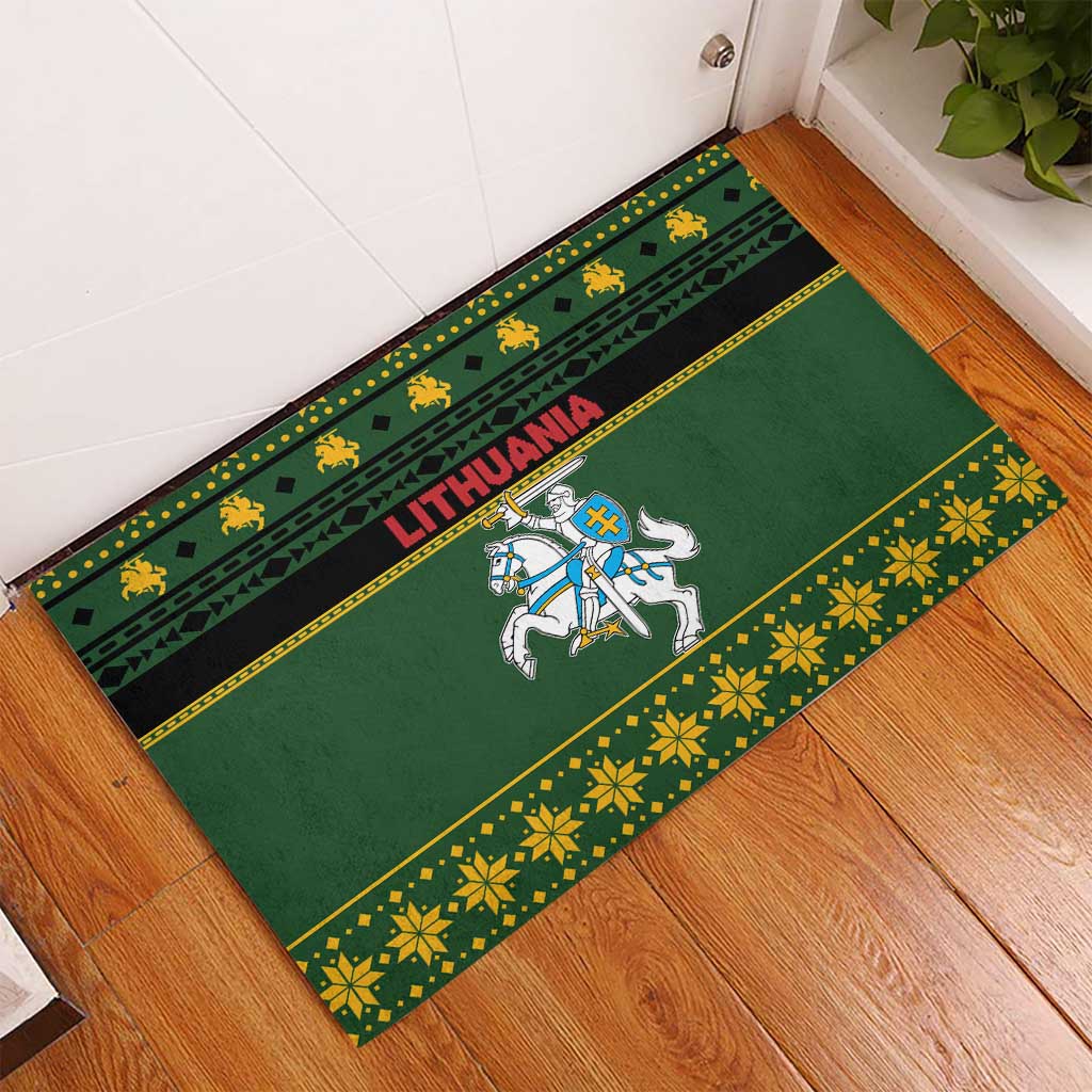 Lithuania Christmas Rubber Doormat Coat Of Arms Linksmu Kaledu - Wonder Print Shop
